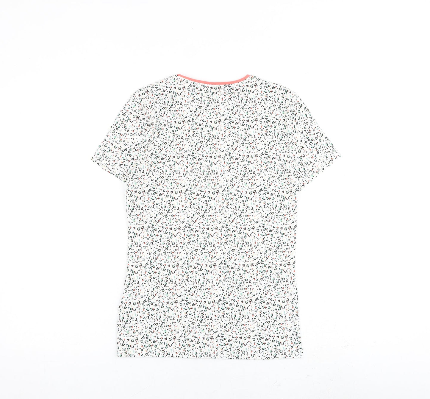 Marks and Spencer Womens Multicoloured Animal Print Cotton Basic T-Shirt Size 8 Round Neck - Leopard Print