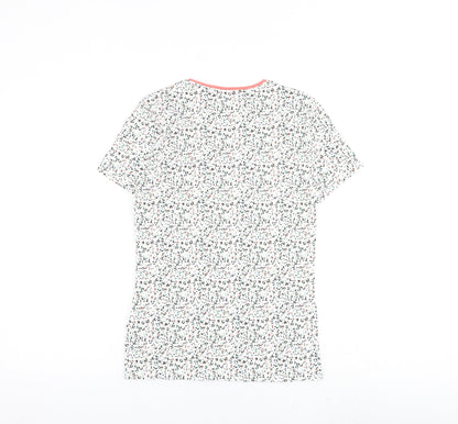 Marks and Spencer Womens Multicoloured Animal Print Cotton Basic T-Shirt Size 8 Round Neck - Leopard Print