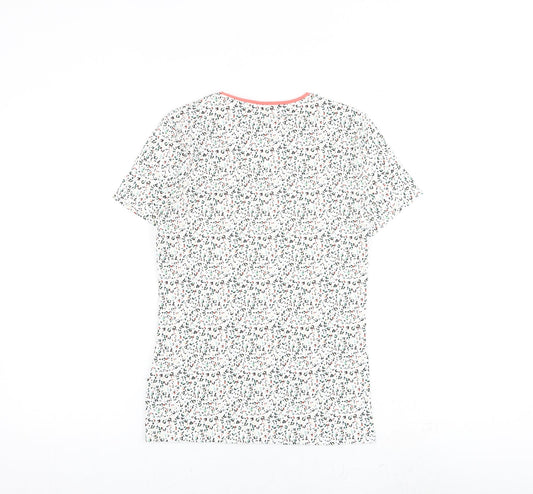 Marks and Spencer Womens Multicoloured Animal Print Cotton Basic T-Shirt Size 8 Round Neck - Leopard Print