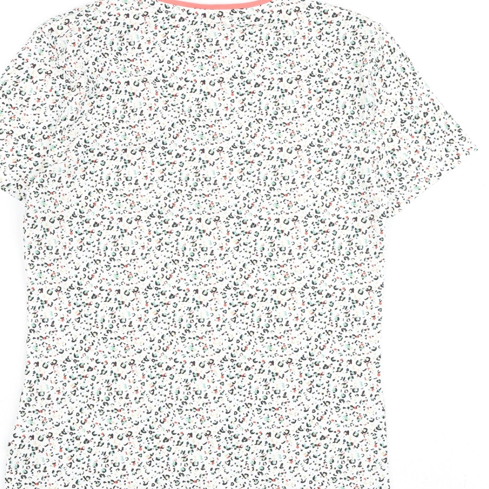 Marks and Spencer Womens Multicoloured Animal Print Cotton Basic T-Shirt Size 8 Round Neck - Leopard Print