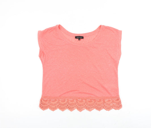 Womens UK Size 10 New Look Pink Basic T-Shirt
