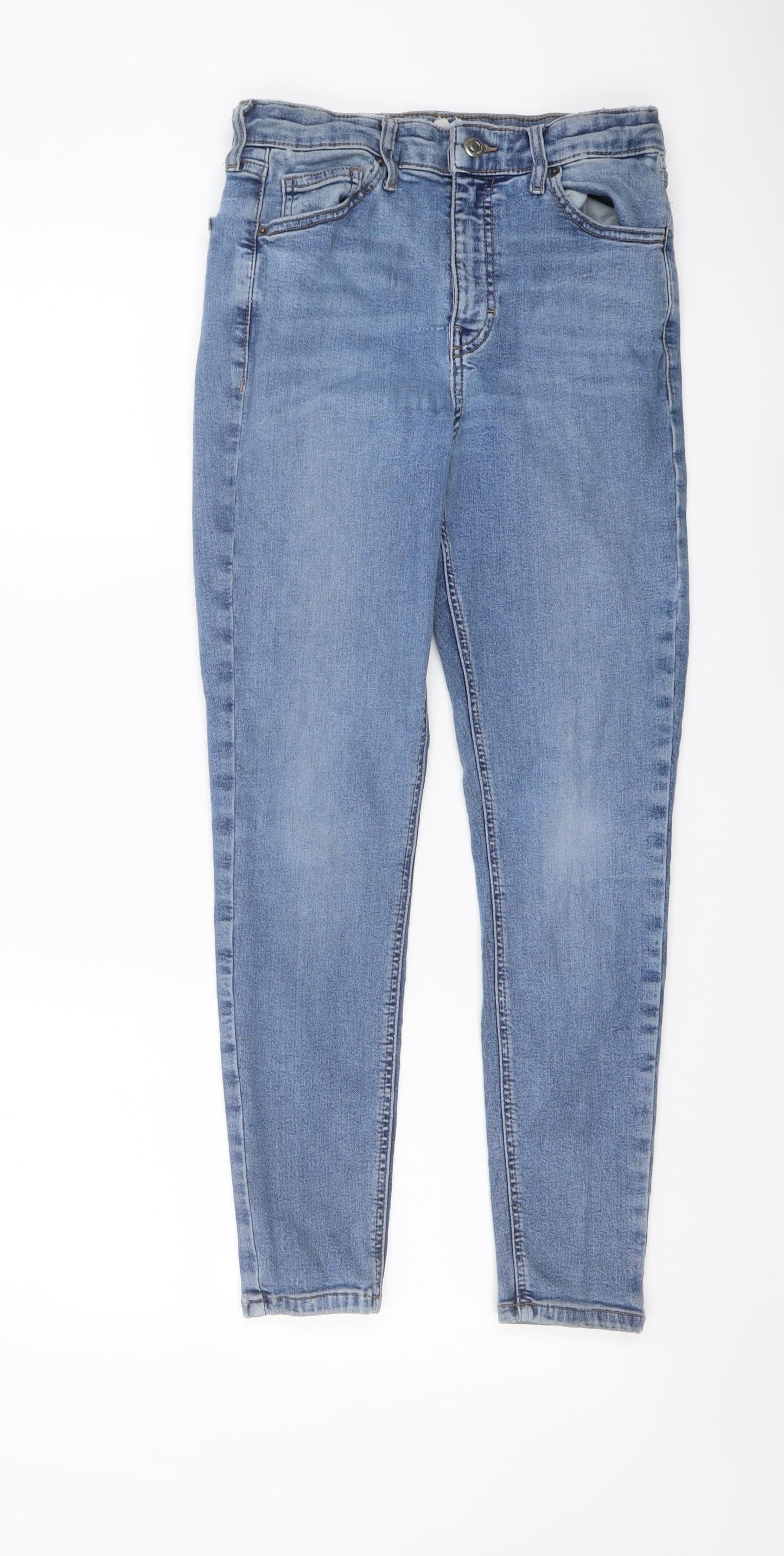 Topshop Womens Blue Cotton Skinny Jeans Size 24 in L25 in Regular Button