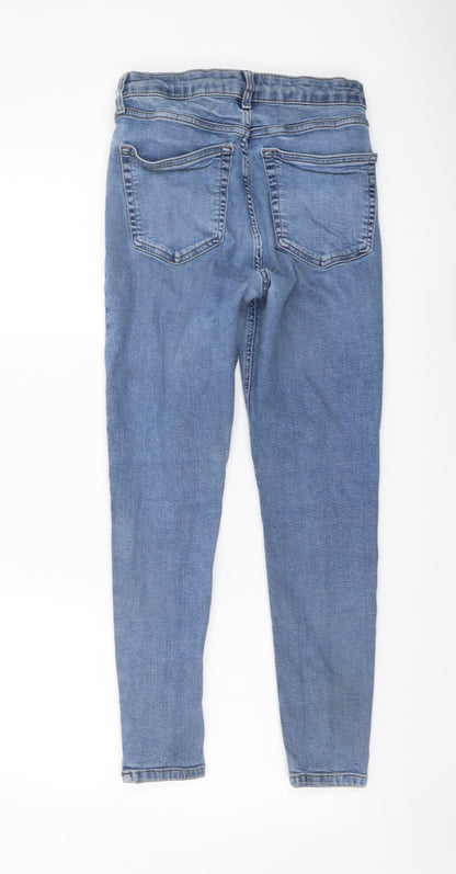 Topshop Womens Blue Cotton Skinny Jeans Size 24 in L25 in Regular Button