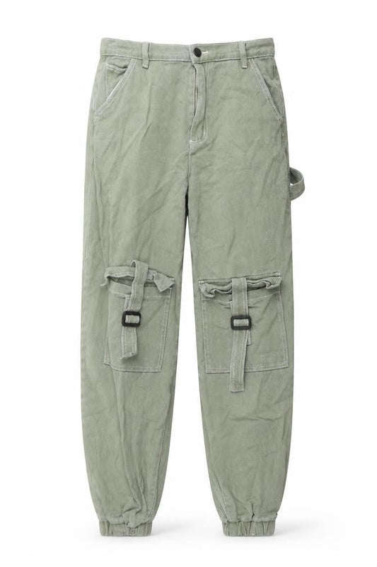 Womens UK Size 8 PRETTYLITTLETHING Regular Fit Tapered Green Jeans