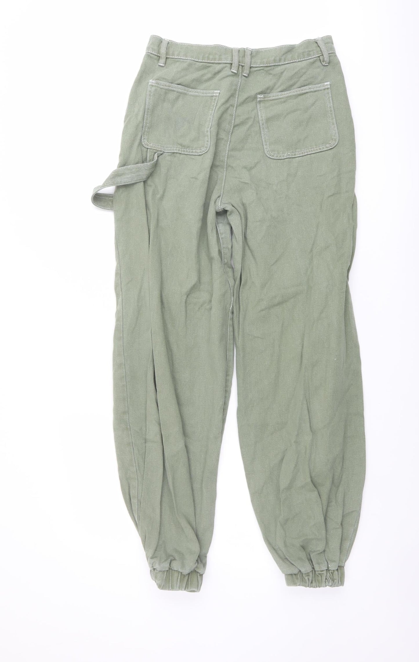 PRETTYLITTLETHING Womens Green Cotton Tapered Jeans Size 8 L32 in Regular Button