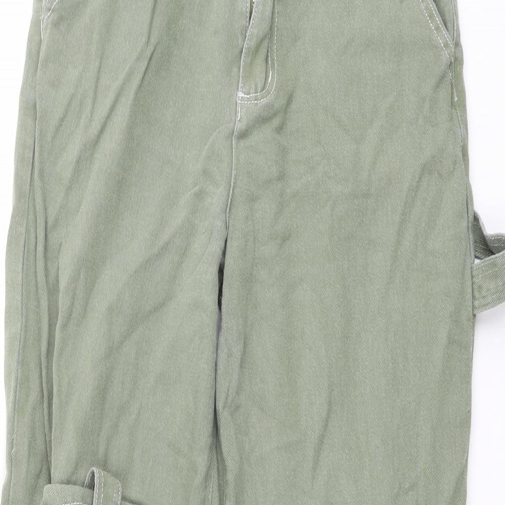 PRETTYLITTLETHING Womens Green Cotton Tapered Jeans Size 8 L32 in Regular Button