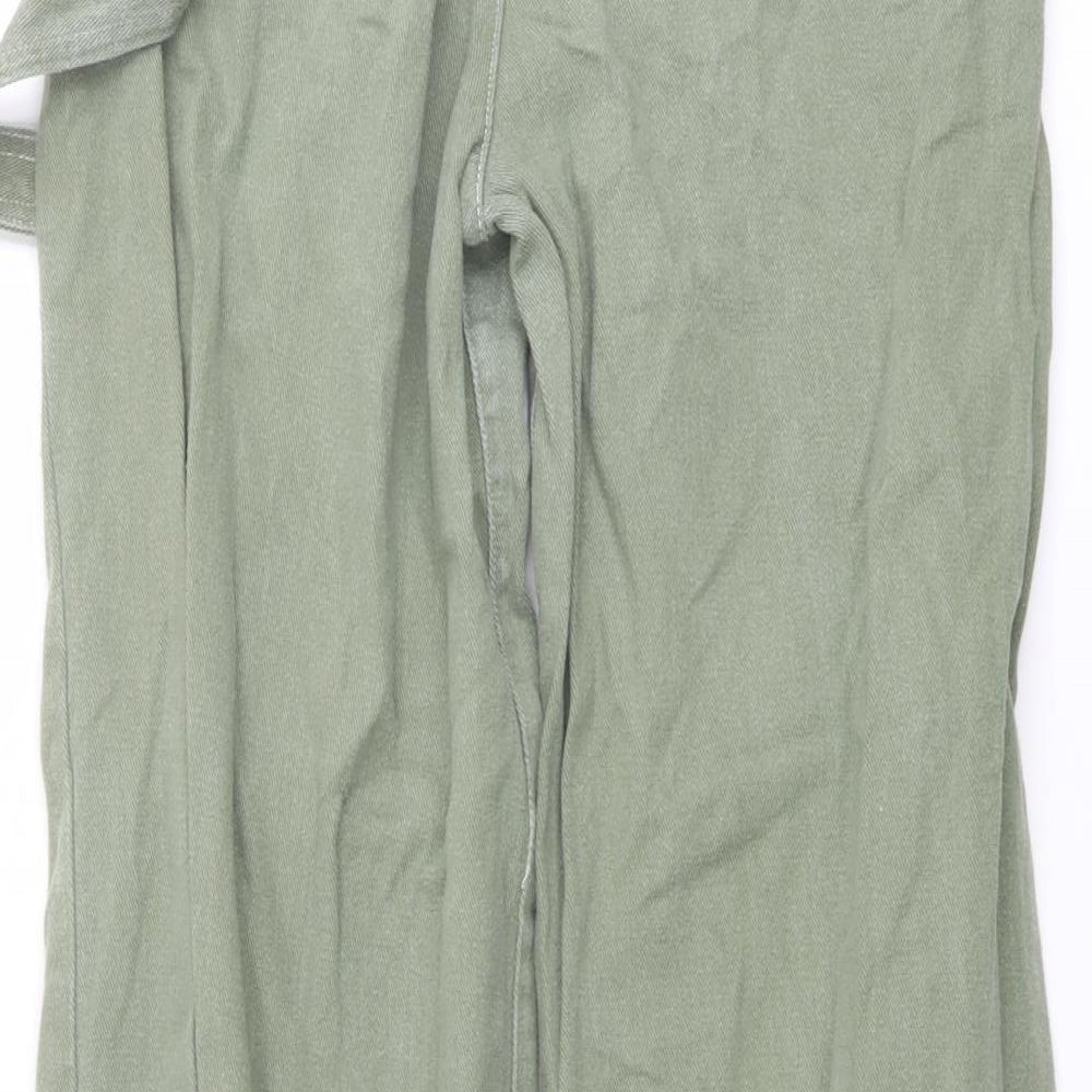 PRETTYLITTLETHING Womens Green Cotton Tapered Jeans Size 8 L32 in Regular Button