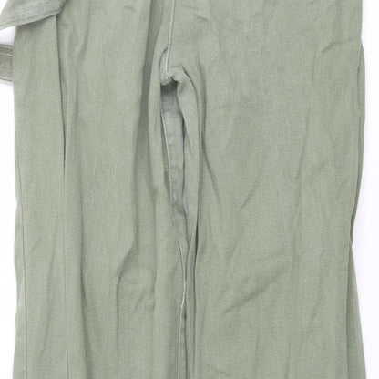 PRETTYLITTLETHING Womens Green Cotton Tapered Jeans Size 8 L32 in Regular Button