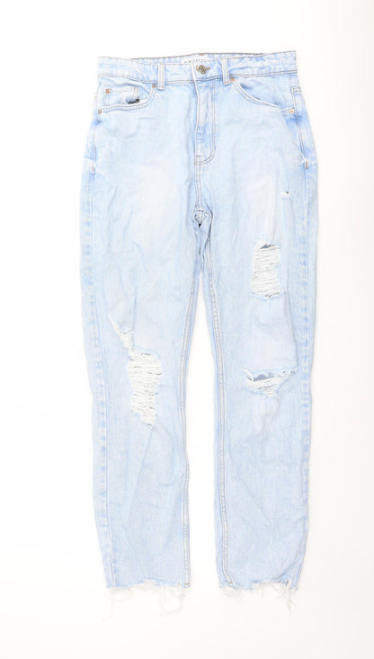 Denim & Co. Womens Beige Cotton Mom Jeans Size 10 L27 in Regular Button