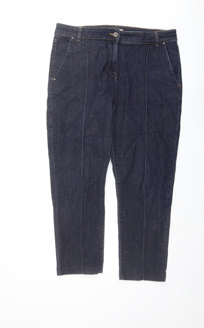 Great Plains Womens Blue Cotton Tapered Jeans Size 14 L25 in Regular Button