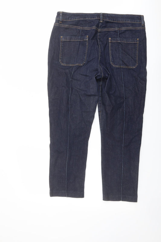 Great Plains Womens Blue Cotton Tapered Jeans Size 14 L25 in Regular Button