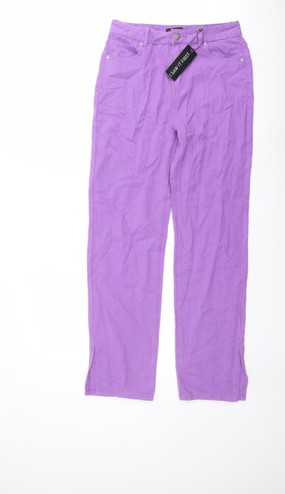 I SAW IT FIRST Womens Purple Cotton Straight Jeans Size 10 L30 in Regular Button
