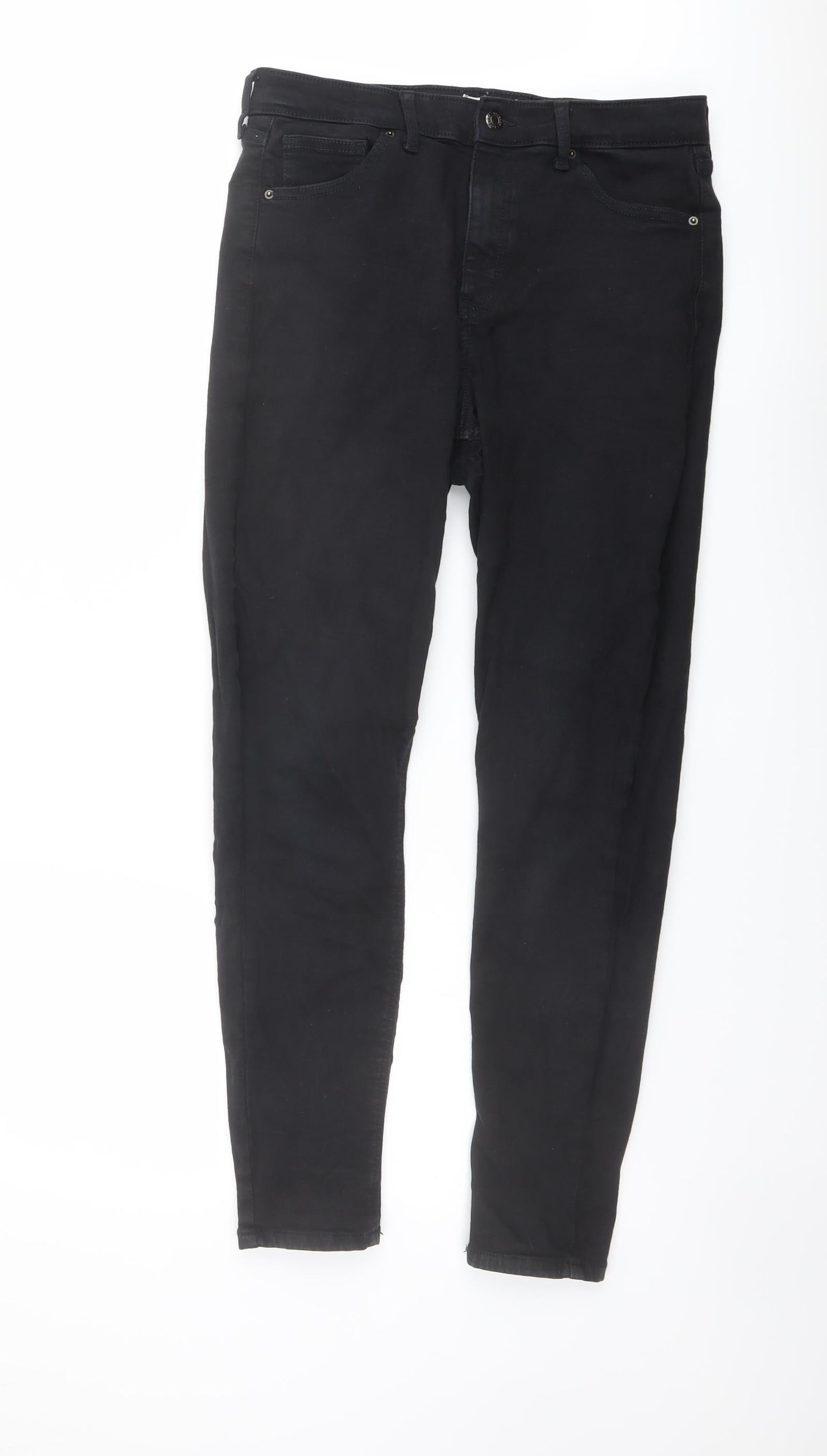 Topshop Womens Black Cotton Skinny Jeans Size 30 in L28.5 in Regular Button