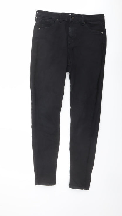 Topshop Womens Black Cotton Skinny Jeans Size 30 in L28.5 in Regular Button