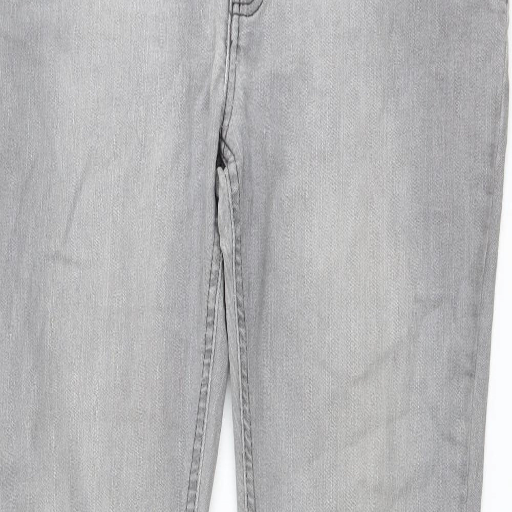 House Of Denim Womens Grey Cotton Straight Jeans Size 16 L29 in Regular Button