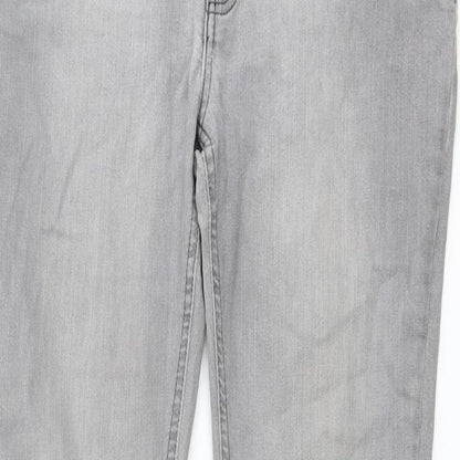 House Of Denim Womens Grey Cotton Straight Jeans Size 16 L29 in Regular Button