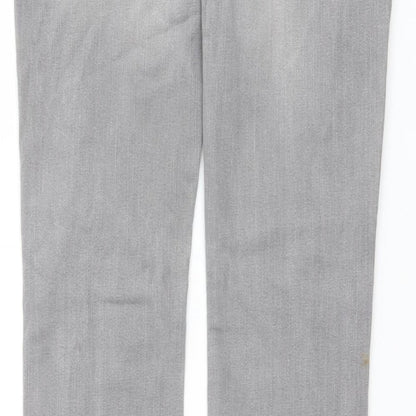House Of Denim Womens Grey Cotton Straight Jeans Size 16 L29 in Regular Button