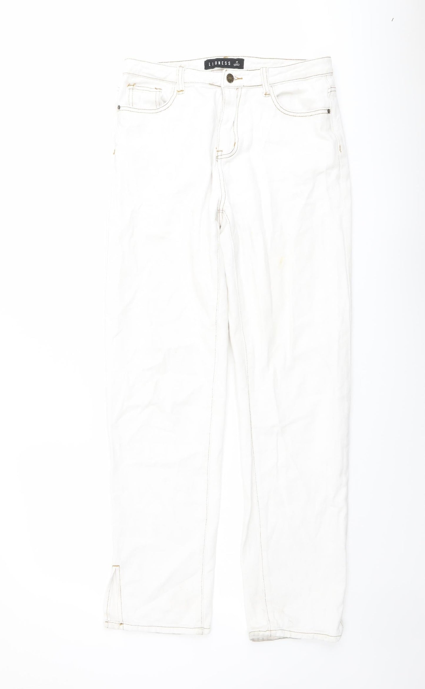 Lioness Womens Ivory Cotton Straight Jeans Size M L30 in Regular Button