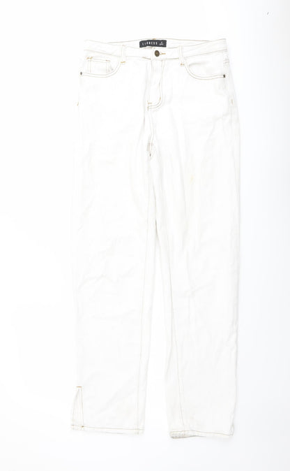 Lioness Womens Ivory Cotton Straight Jeans Size M L30 in Regular Button