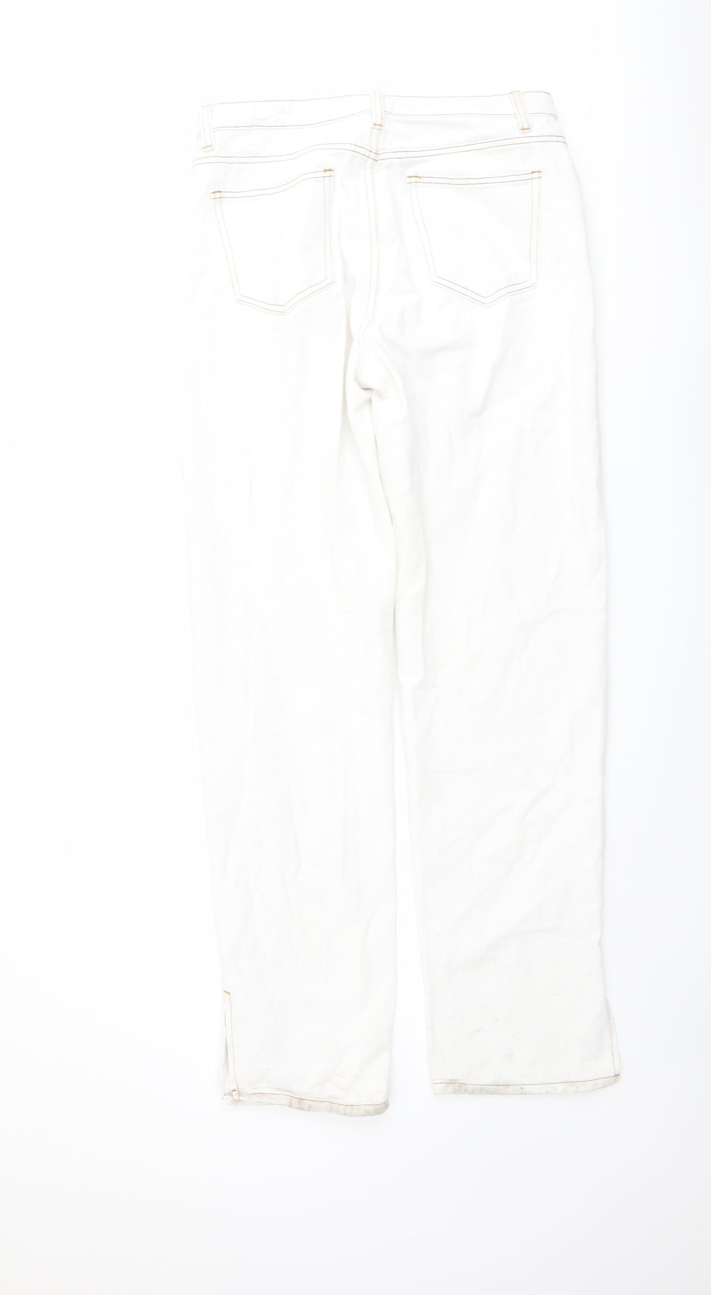 Lioness Womens Ivory Cotton Straight Jeans Size M L30 in Regular Button