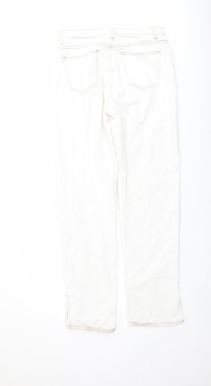 Lioness Womens Ivory Cotton Straight Jeans Size M L30 in Regular Button