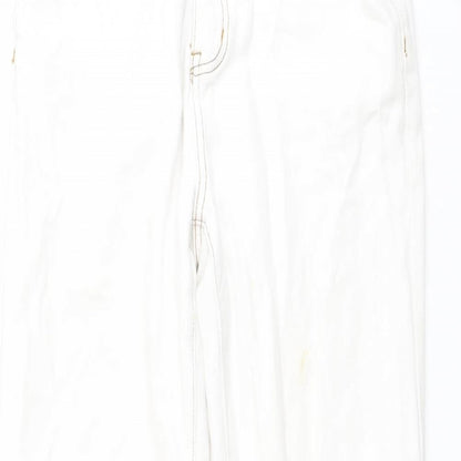 Lioness Womens Ivory Cotton Straight Jeans Size M L30 in Regular Button