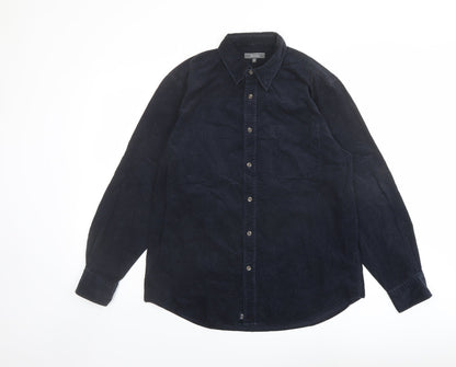 Wolsey Mens Blue Cotton Button-Up Size M Collared Button