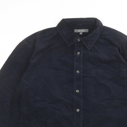 Wolsey Mens Blue Cotton Button-Up Size M Collared Button