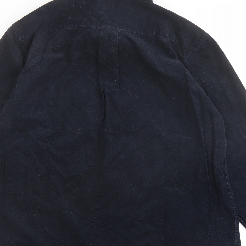 Wolsey Mens Blue Cotton Button-Up Size M Collared Button