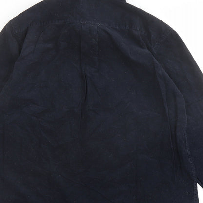 Wolsey Mens Blue Cotton Button-Up Size M Collared Button