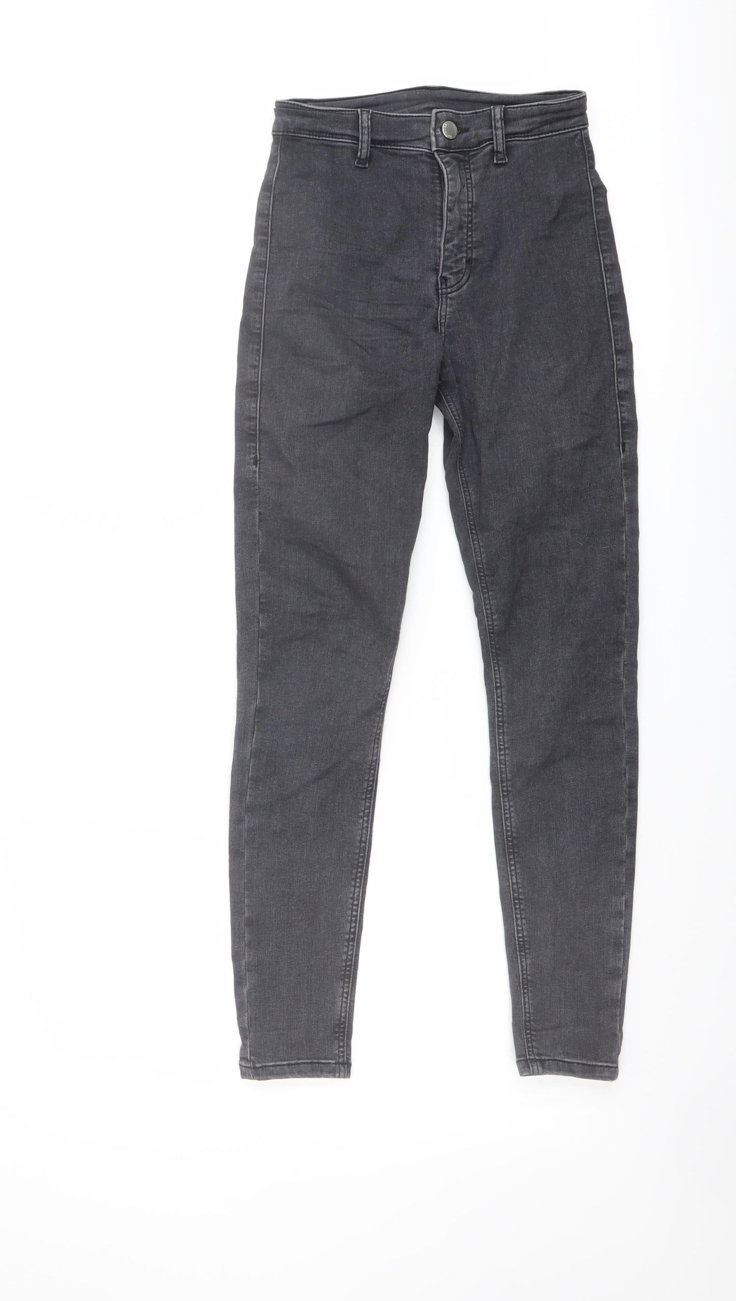 Topshop Womens Grey Cotton Skinny Jeans Size 6 L26 in Regular Button