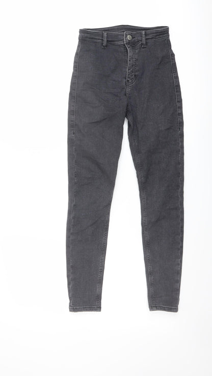 Topshop Womens Grey Cotton Skinny Jeans Size 6 L26 in Regular Button