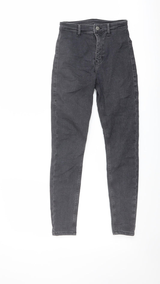 Topshop Womens Grey Cotton Skinny Jeans Size 6 L26 in Regular Button
