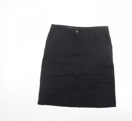 Brook Taverner Womens Black Cotton A-Line Skirt Size 30 in Button