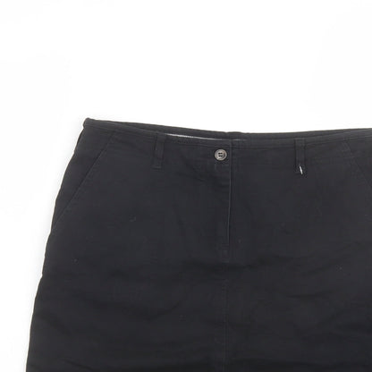 Brook Taverner Womens Black Cotton A-Line Skirt Size 30 in Button