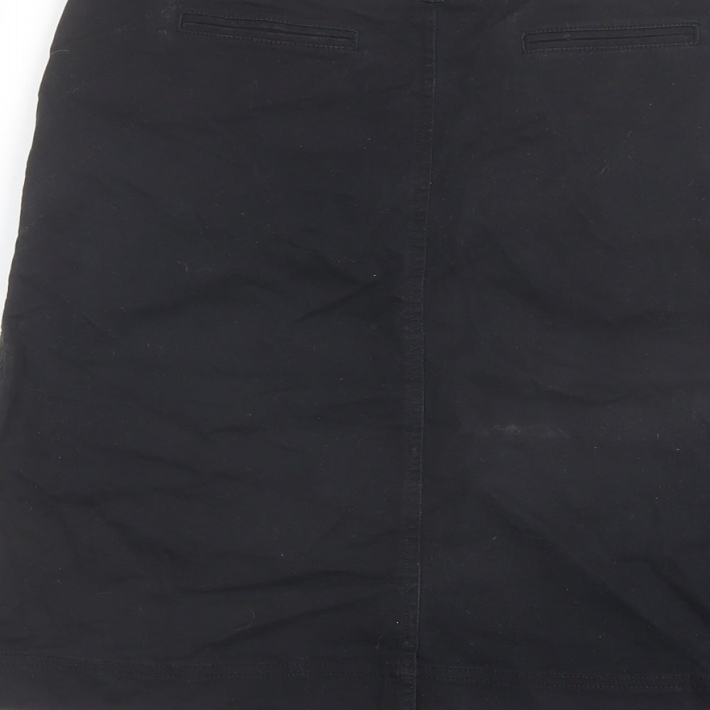 Brook Taverner Womens Black Cotton A-Line Skirt Size 30 in Button