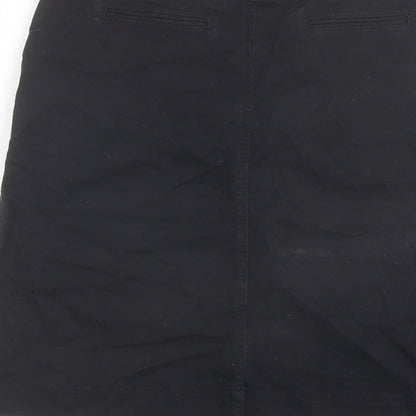 Brook Taverner Womens Black Cotton A-Line Skirt Size 30 in Button