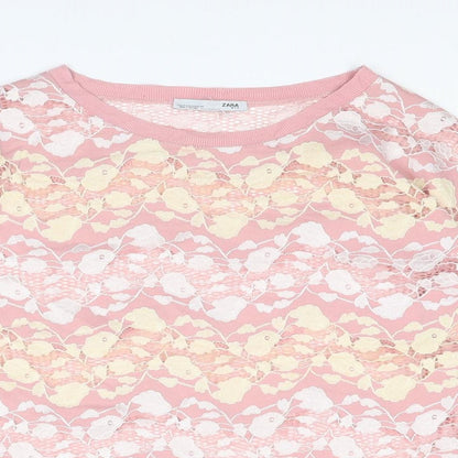 Womens UK Size M Zara Multicoloured Basic T-Shirt