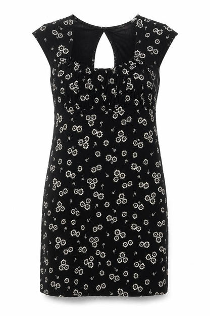 Topshop Womens Black Floral Viscose A-Line Size 12 Square Neck Pullover