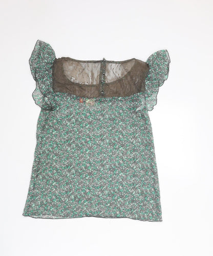 Womens UK Size 6 Only Green Basic Blouse