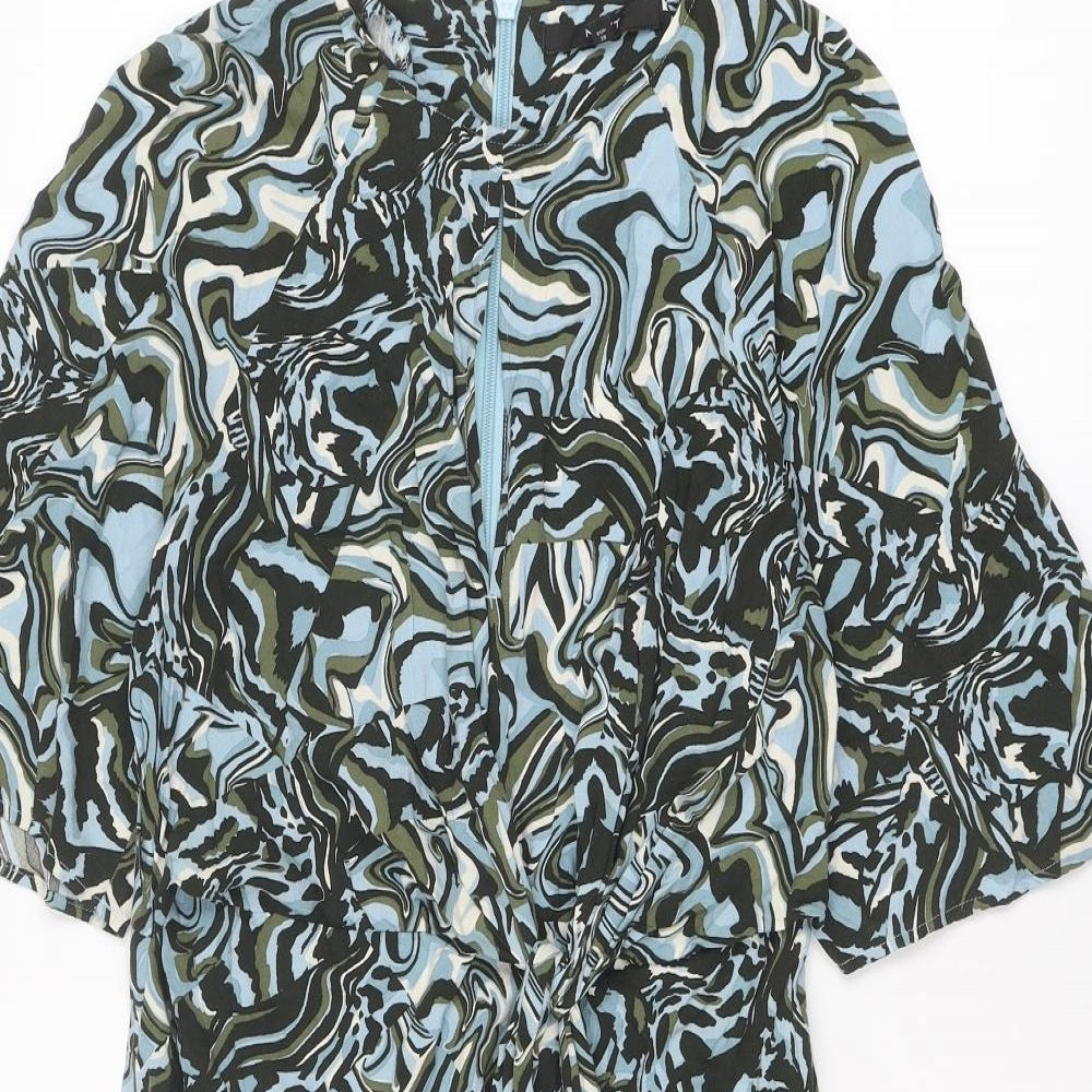 NEXT Womens Multicoloured Geometric Viscose A-Line Size 10 Round Neck Zip