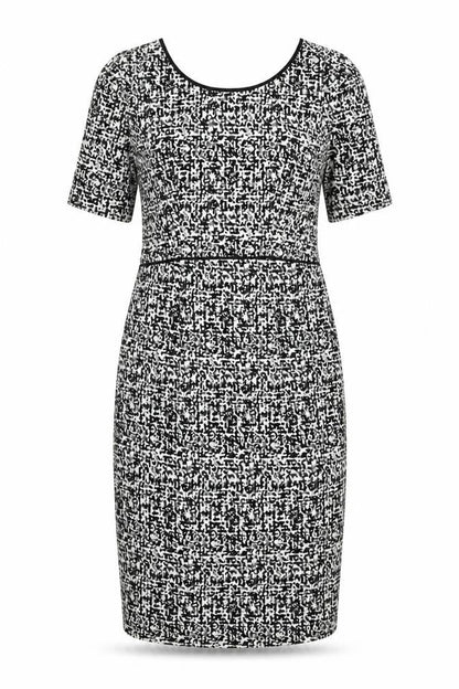 Louche Womens Black Geometric Polyester Shift Size 14 Round Neck Zip