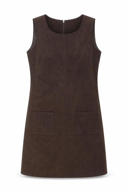 M&Co Womens Brown Polyester Shift Size 10 Round Neck Zip