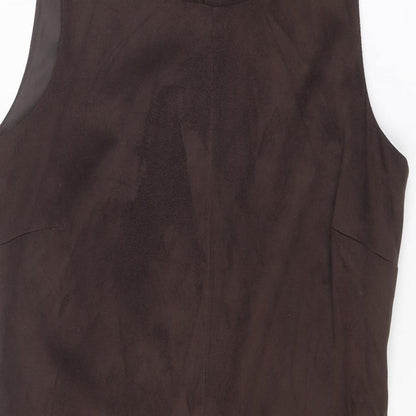 M&Co Womens Brown Polyester Shift Size 10 Round Neck Zip