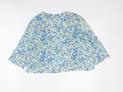 Adrienne Vittadini Womens Multicoloured V-Neck Floral Linen Cardigan Jumper Size XL