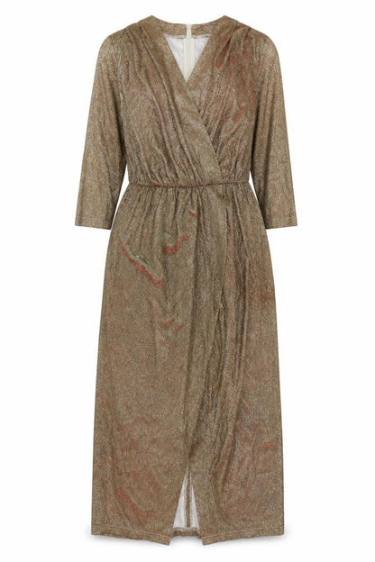 Nasty Gal Womens Gold Polyester A-Line Size 10 V-Neck Zip