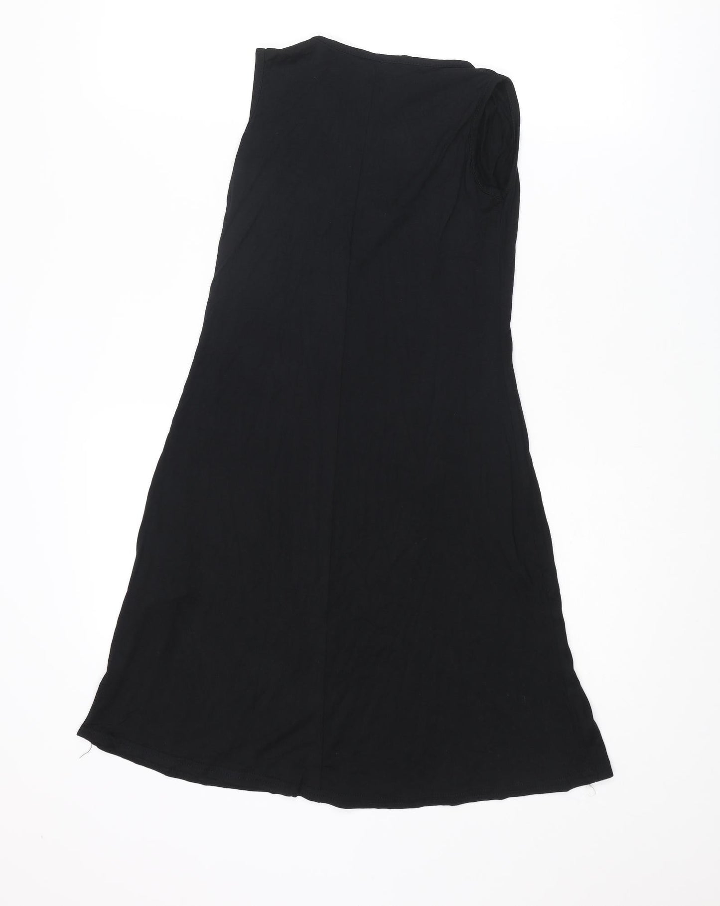 PRETTYLITTLETHING Womens Black Viscose Tank Dress Size 4 V-Neck Pullover