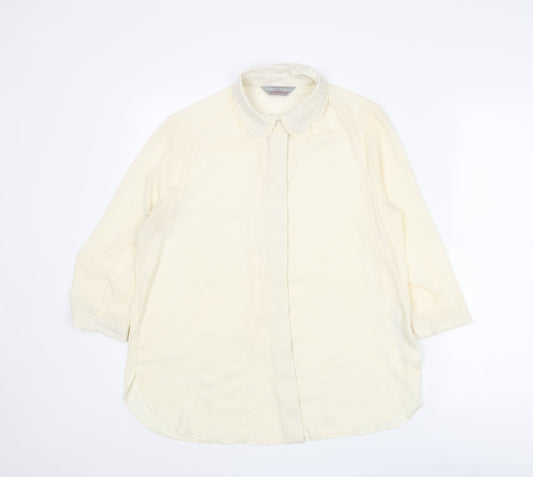 Womens UK Size 10 Dorothy Perkins Ivory Basic Button-Up