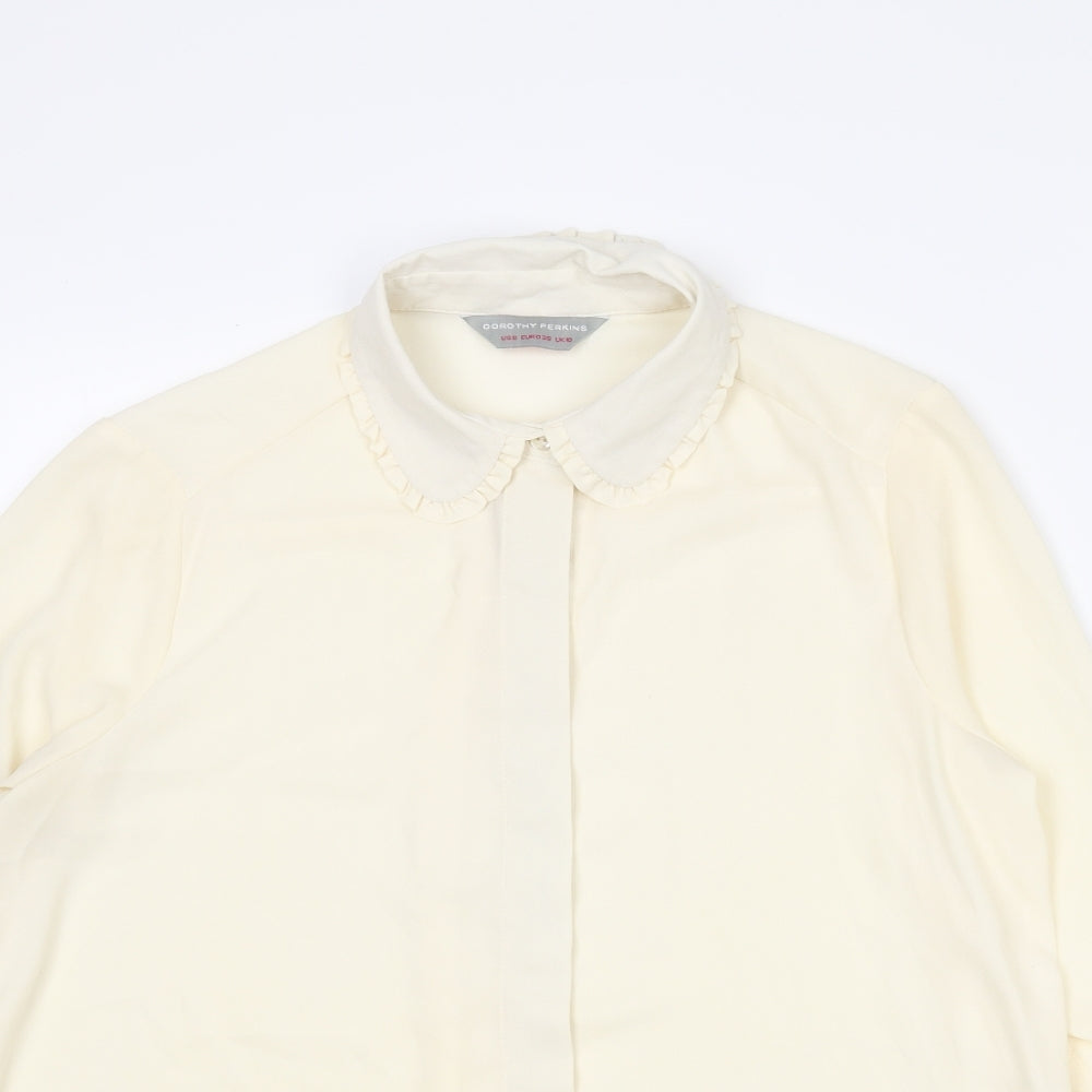 Womens UK Size 10 Dorothy Perkins Ivory Basic Button-Up