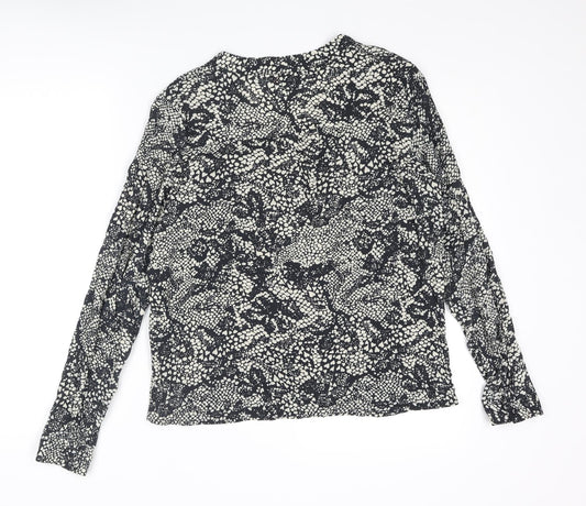 Only Womens Grey Animal Print Polyester Basic T-Shirt Size 10 V-Neck